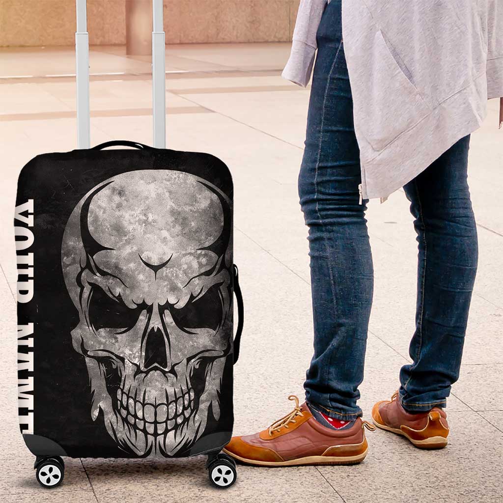 Bowling Skull Luggage Cover with American Flag and Custom Name Text Design TS04