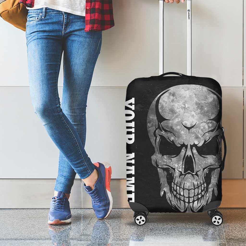 Bowling Skull Luggage Cover with American Flag and Custom Name Text Design TS04