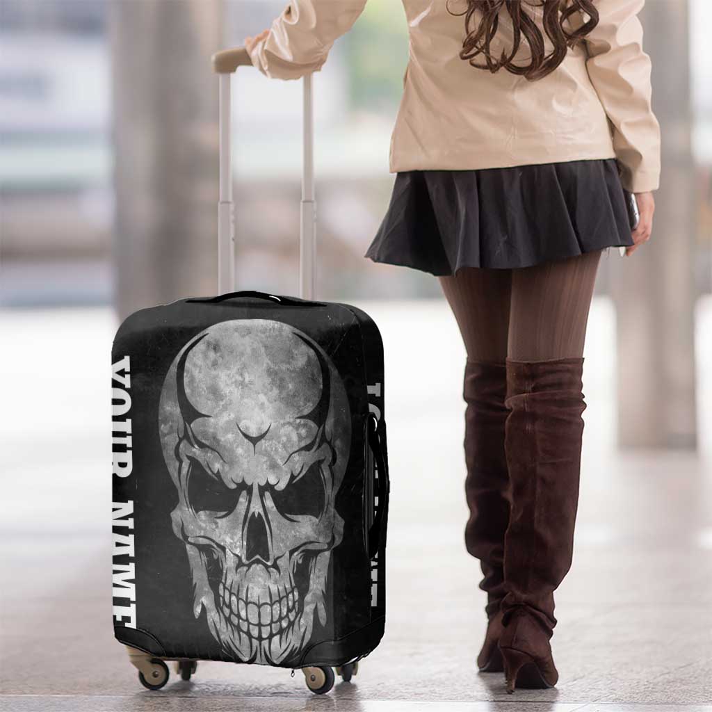 Bowling Skull Luggage Cover with American Flag and Custom Name Text Design TS04