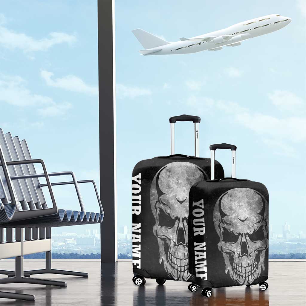 Bowling Skull Luggage Cover with American Flag and Custom Name Text Design TS04