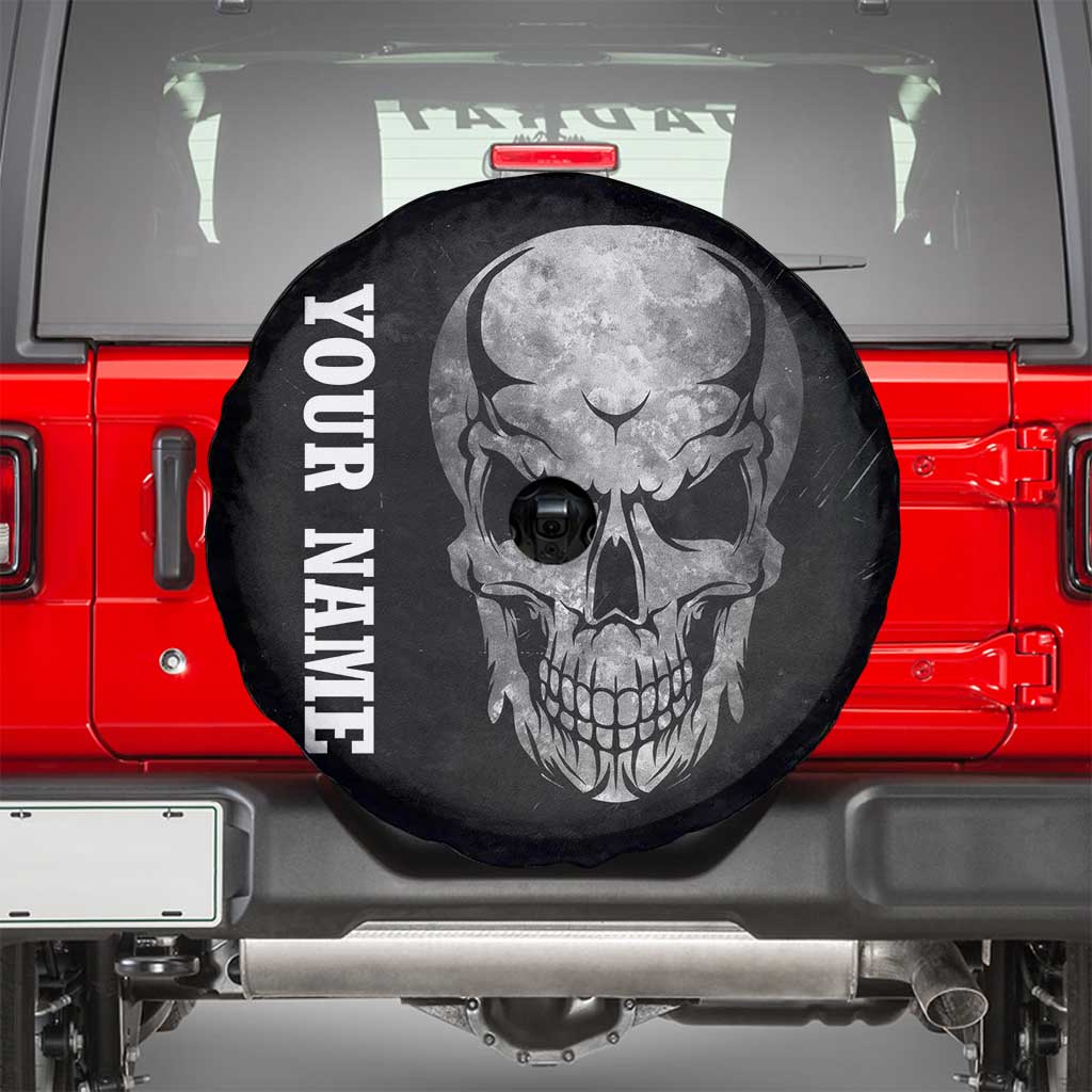 Bowling Skull Spare Tire Cover with American Flag and Custom Name Text Design TS04