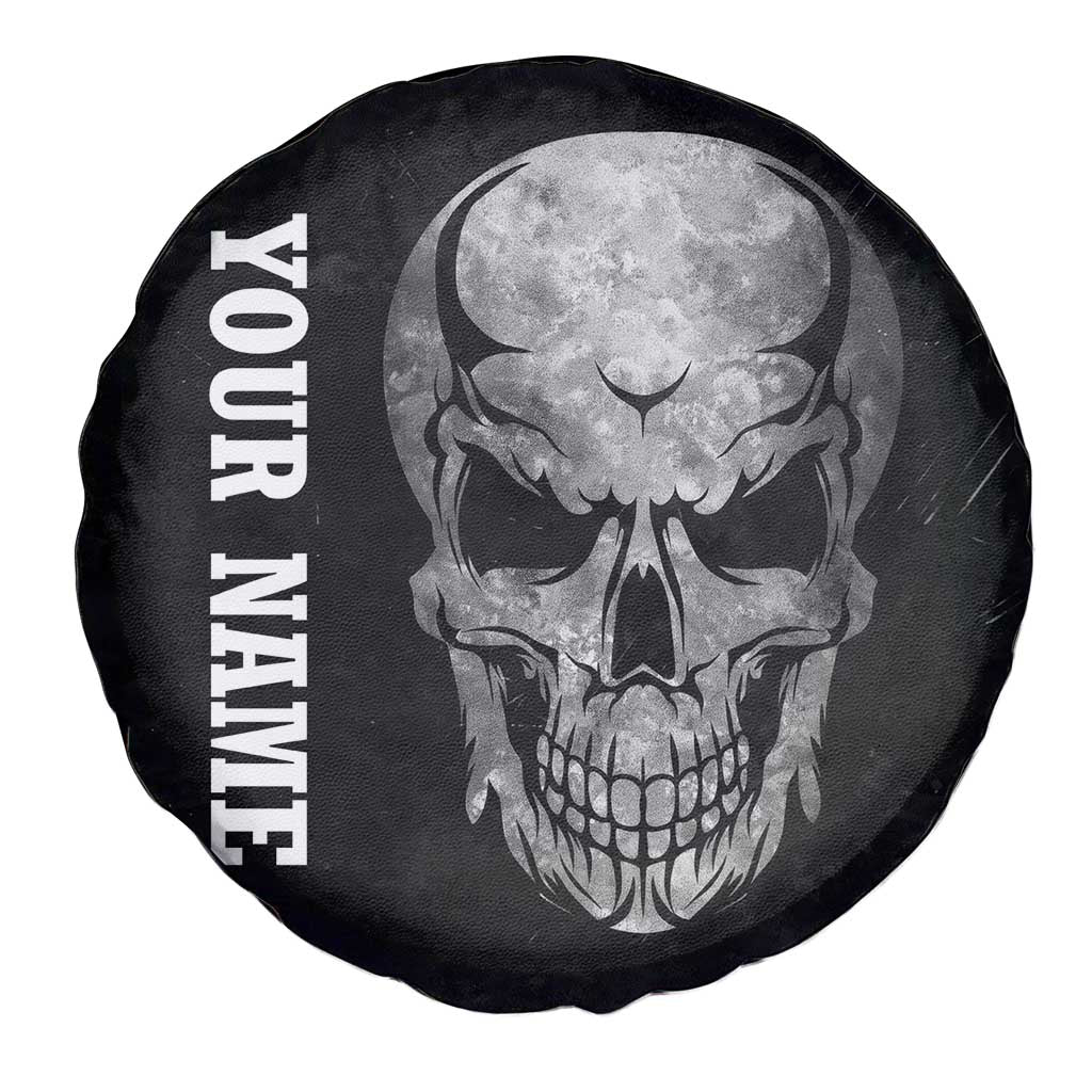 Bowling Skull Spare Tire Cover with American Flag and Custom Name Text Design TS04