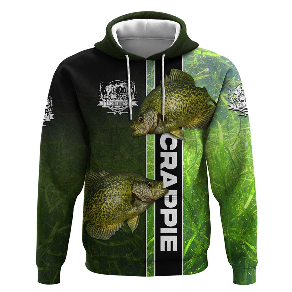Crappie Fish Green Underwater Graphic Hoodie with Custom Name and Fishing Logo Design TS04