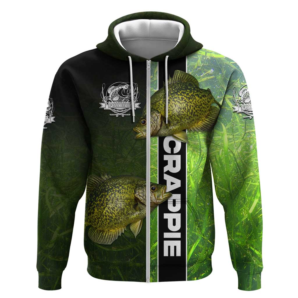 Crappie Fish Green Underwater Graphic Hoodie with Custom Name and Fishing Logo Design TS04