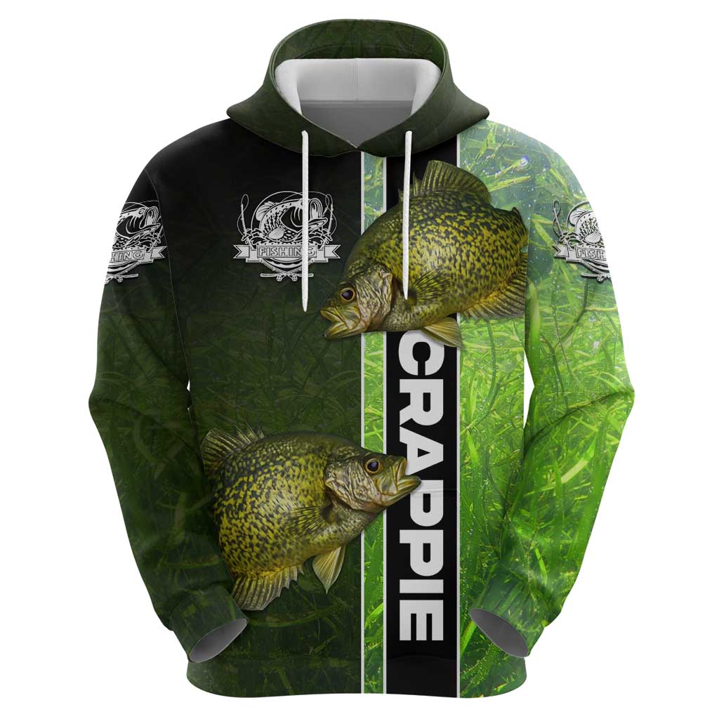 Crappie Fish Green Underwater Graphic Hoodie with Custom Name and Fishing Logo Design TS04