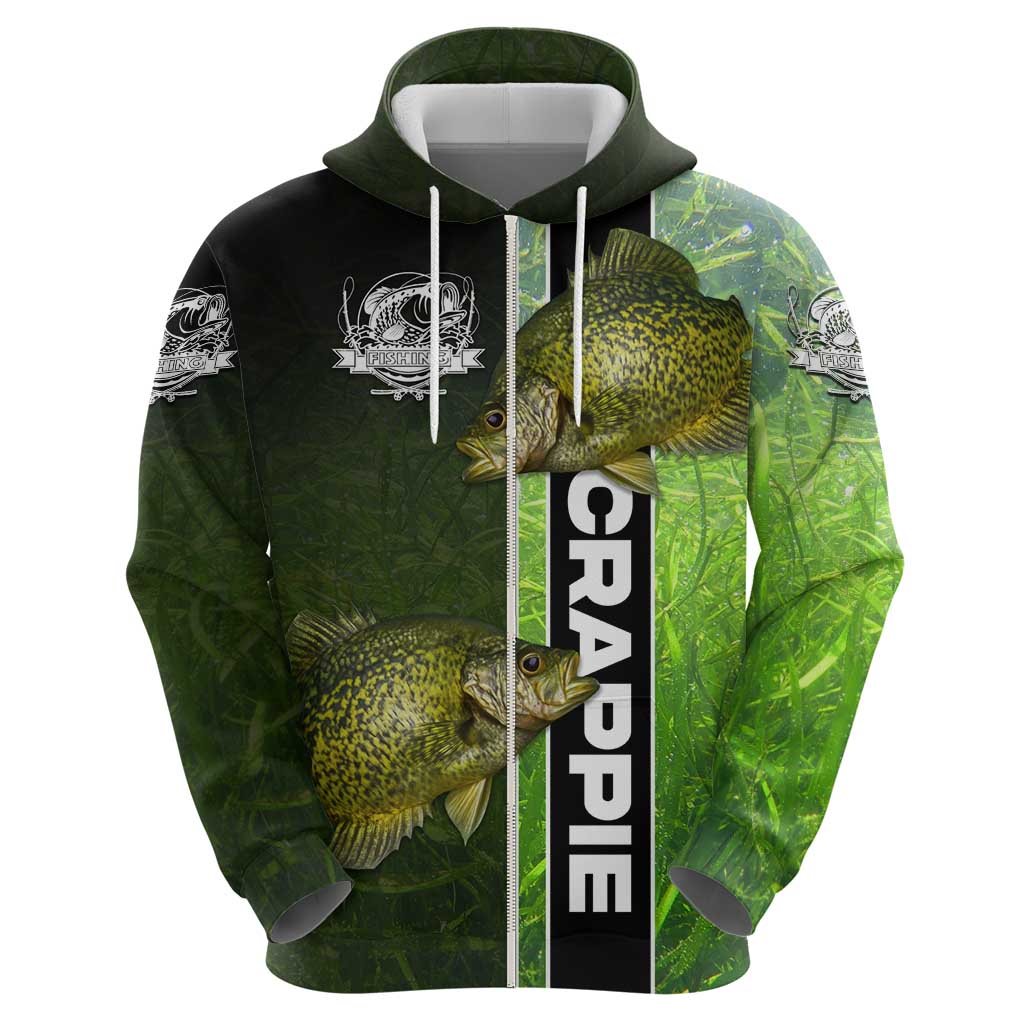 Crappie Fish Green Underwater Graphic Hoodie with Custom Name and Fishing Logo Design TS04