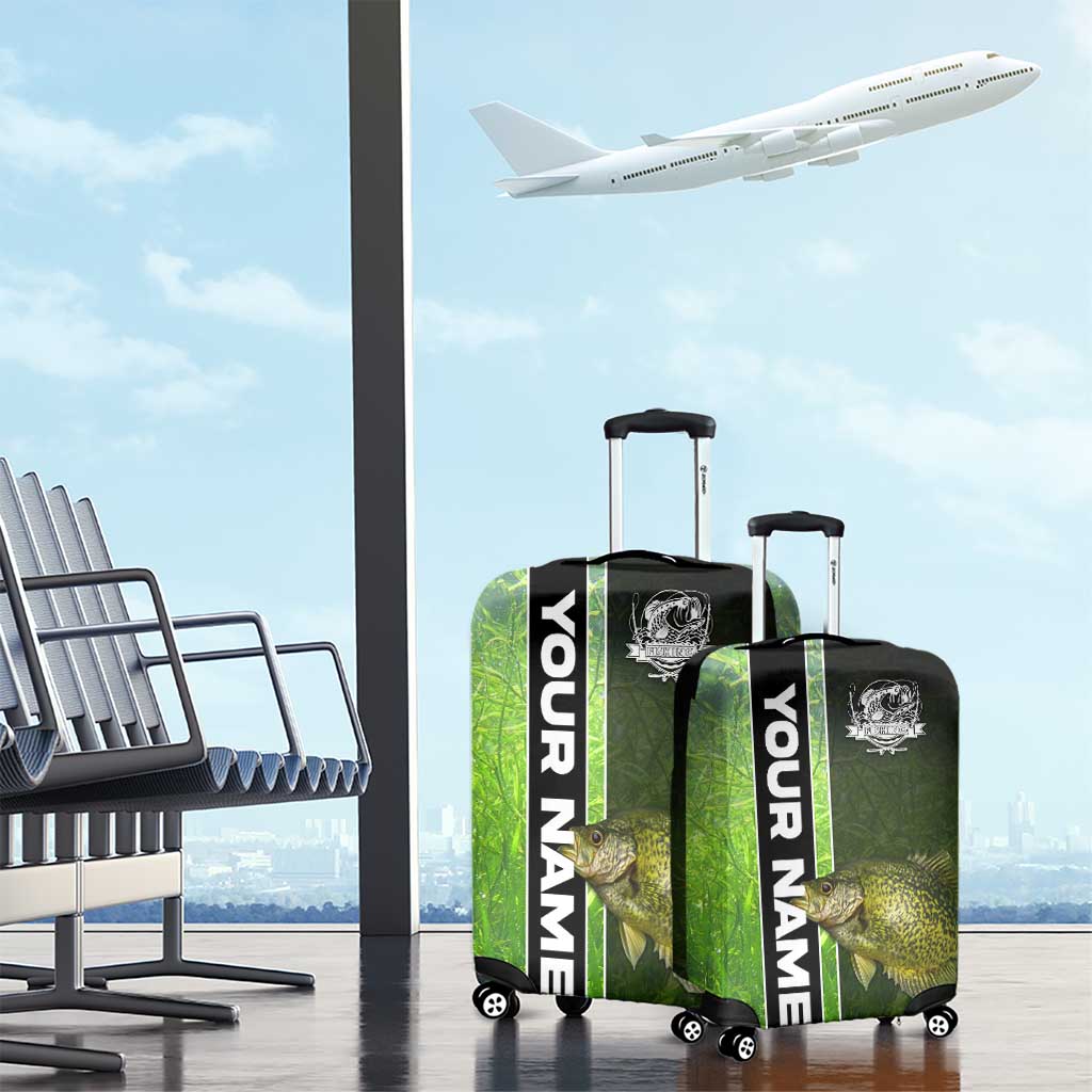 Crappie Fish Green Underwater Graphic Luggage Cover with Custom Name and Fishing Logo Design TS04