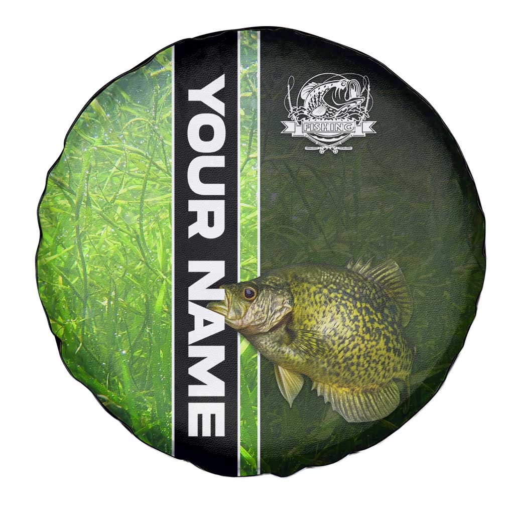 Crappie Fish Green Underwater Graphic Spare Tire Cover with Custom Name and Fishing Logo Design TS04