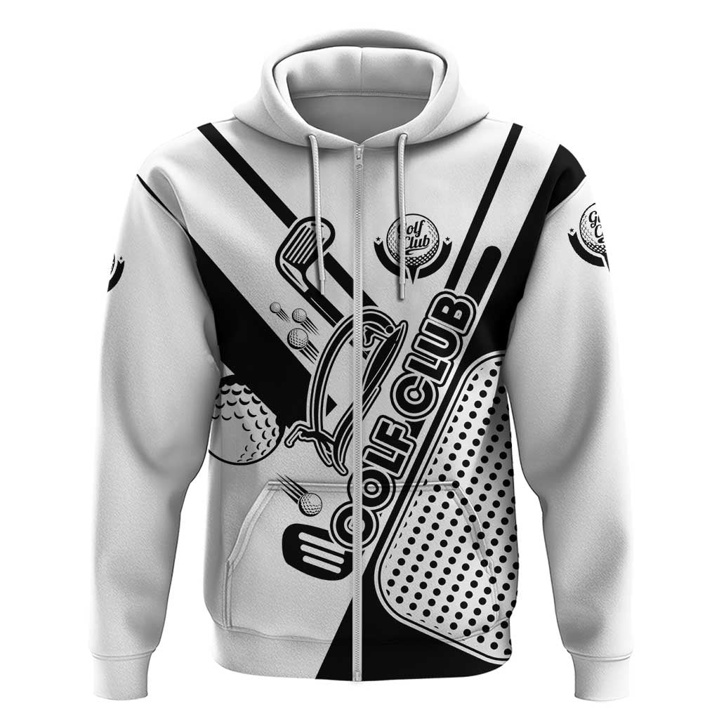 Golf Club Monochrome Design Hoodie with Golf Ball and Club Graphic and Custom Name Print TS04