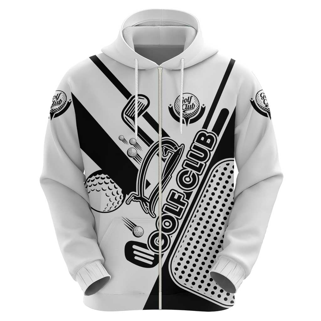 Golf Club Monochrome Design Hoodie with Golf Ball and Club Graphic and Custom Name Print TS04
