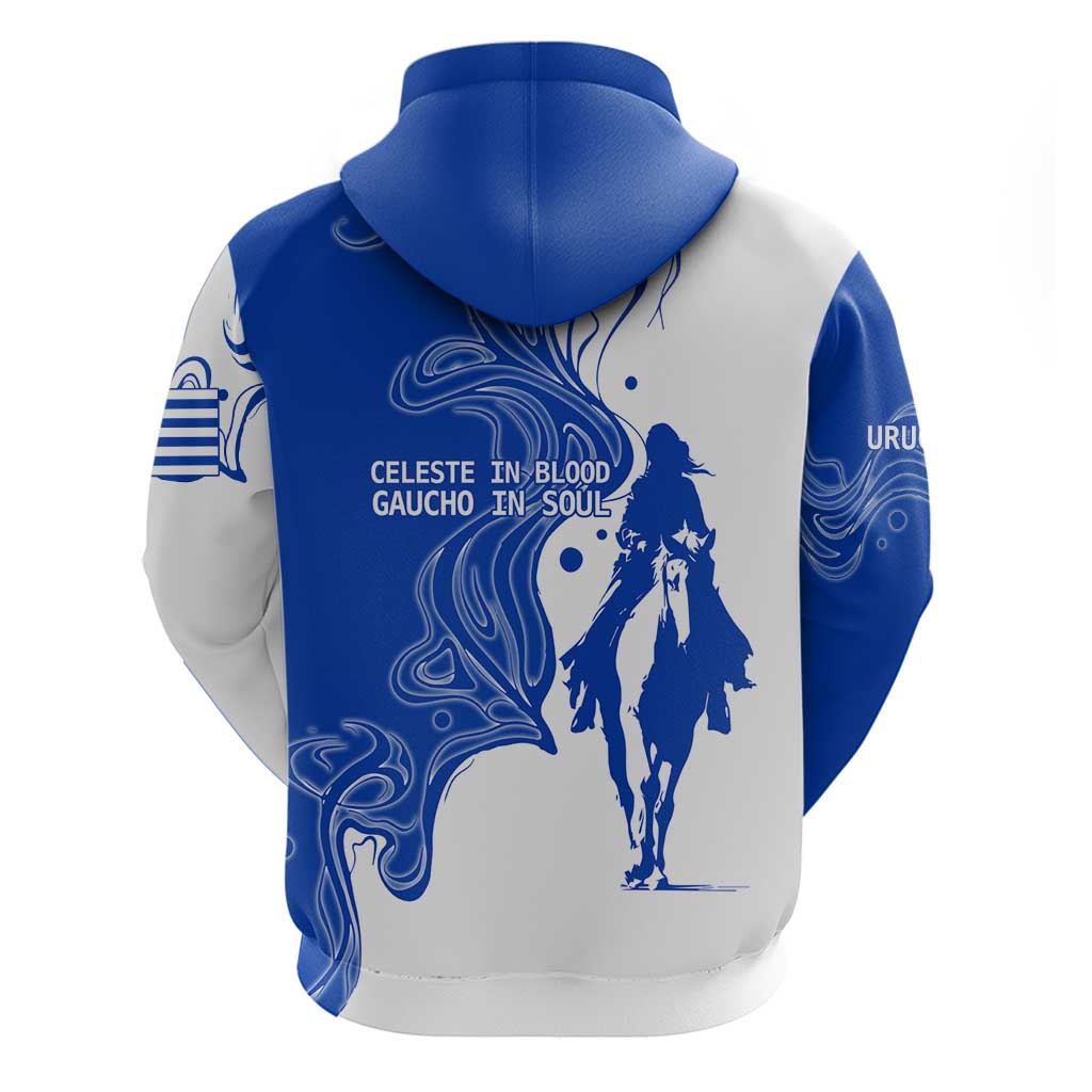 Uruguay Hoodie with Gaucho Rider Illustration Blue White Swirl TS04