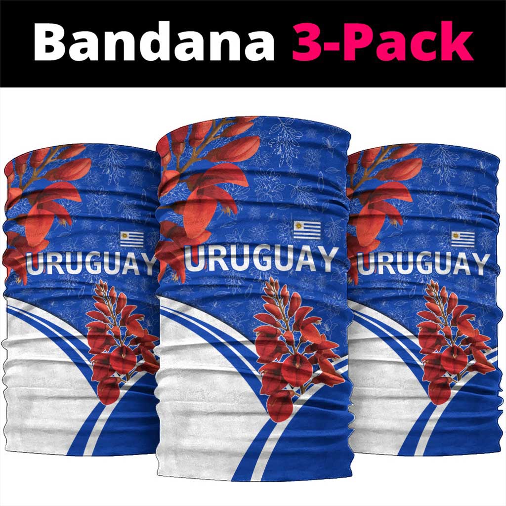 Uruguay Neck Gaiter with Erythrina Flower Illustration Blue White Nature TS04