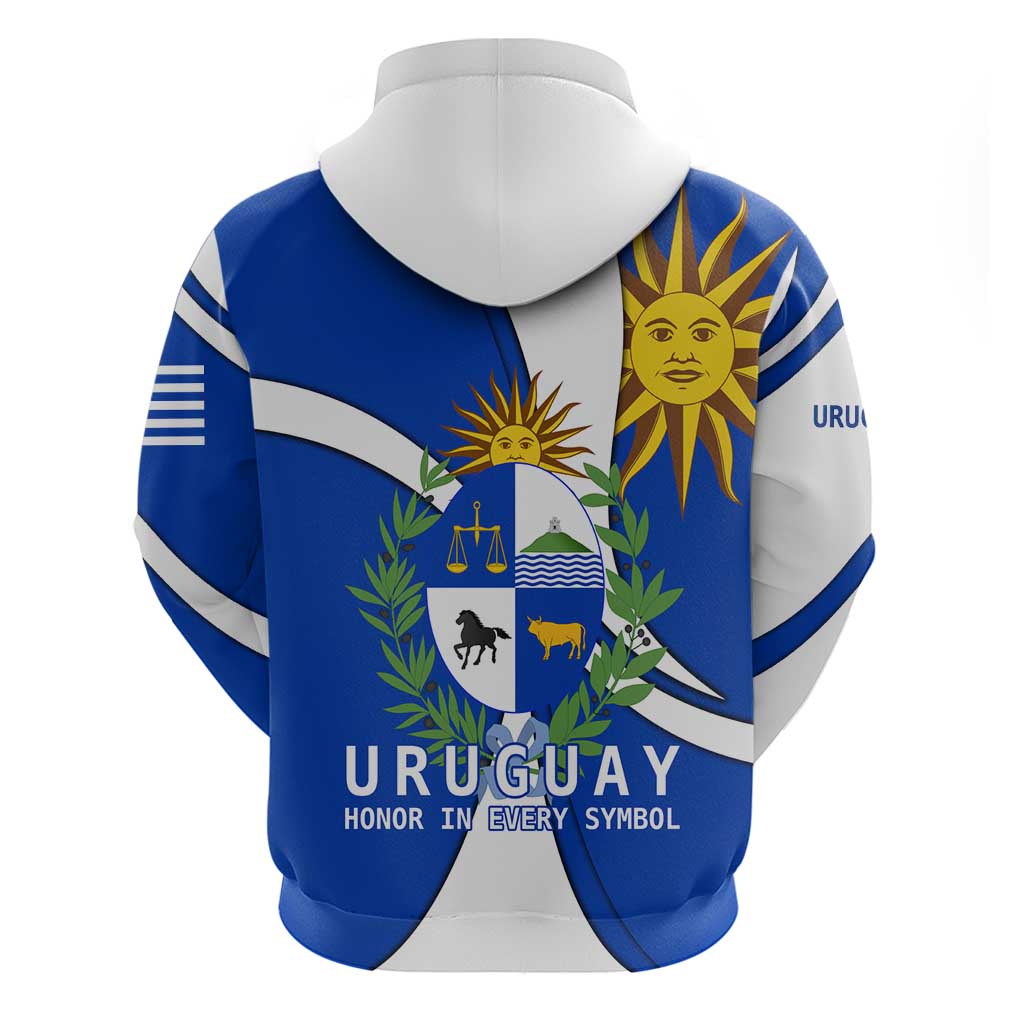 Uruguay Hoodie with National Emblem and Sun Symbol Blue White Wave TS04