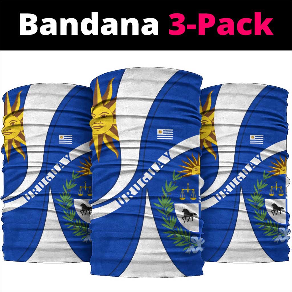 Uruguay Neck Gaiter with National Emblem and Sun Symbol Blue White Wave TS04