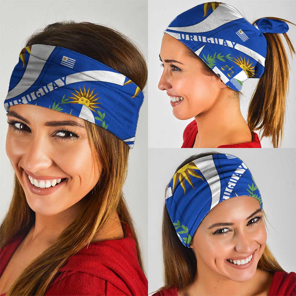 Uruguay Neck Gaiter with National Emblem and Sun Symbol Blue White Wave TS04