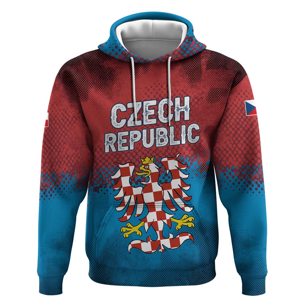 Czech Republic Hoodie with Blue Red Gradient Design and National Coat of Arms TS04