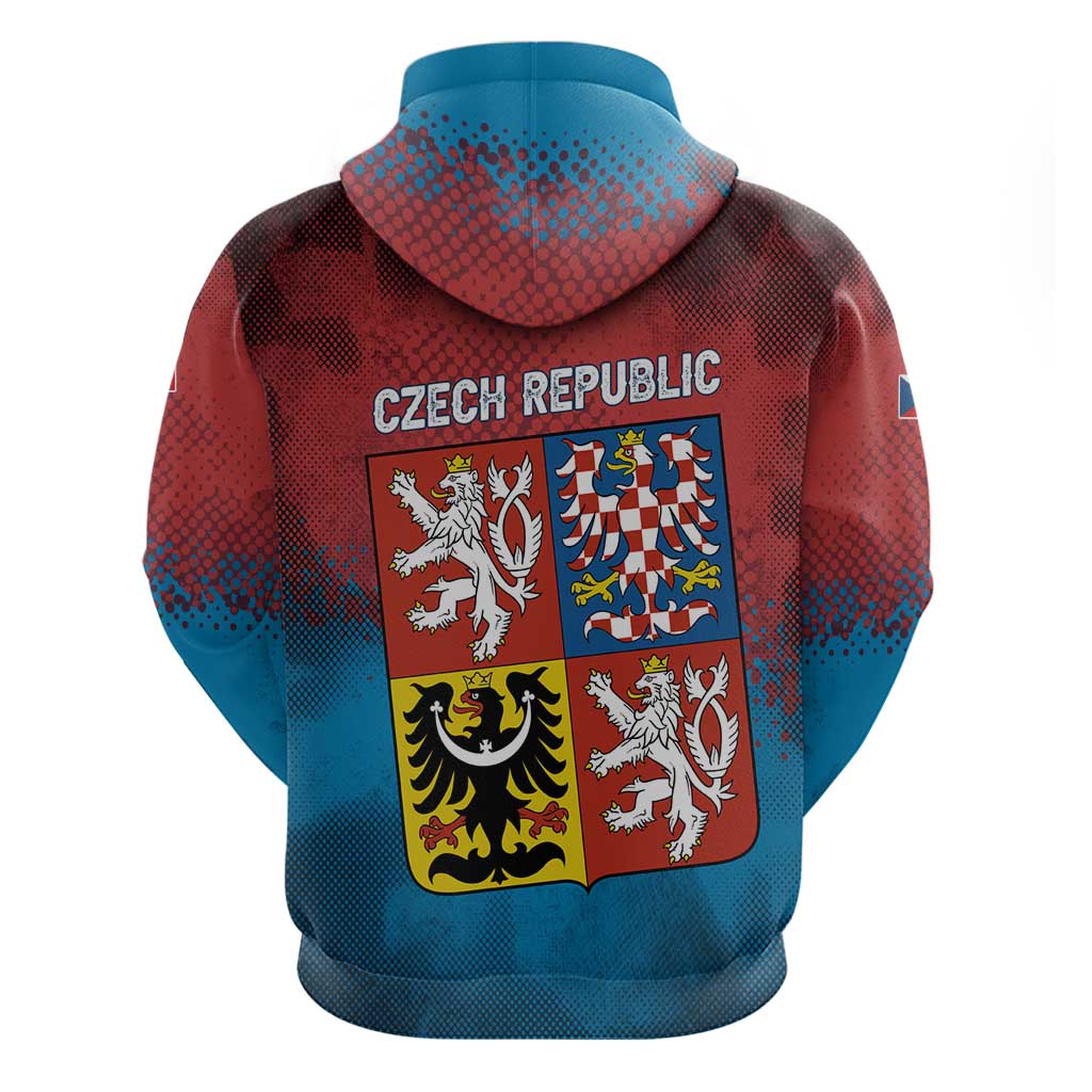 Czech Republic Hoodie with Blue Red Gradient Design and National Coat of Arms TS04