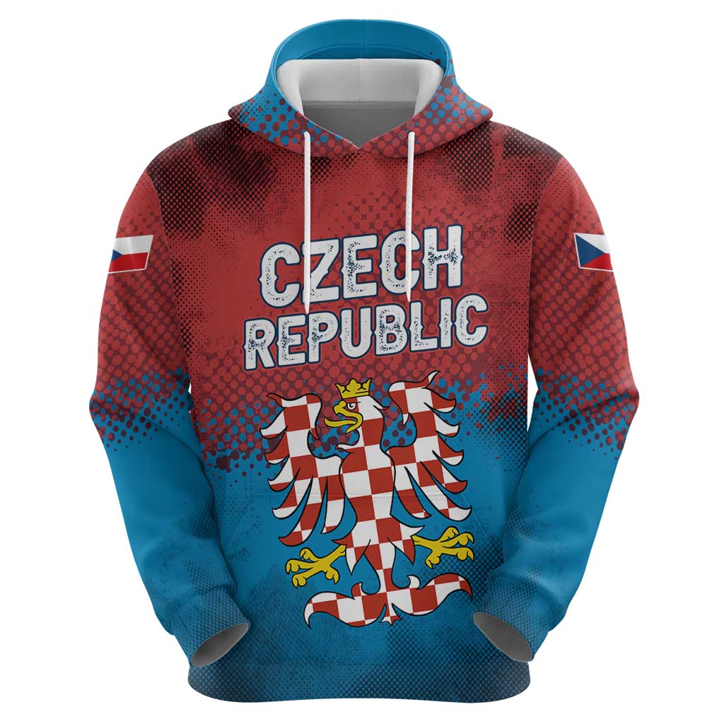 Czech Republic Hoodie with Blue Red Gradient Design and National Coat of Arms TS04
