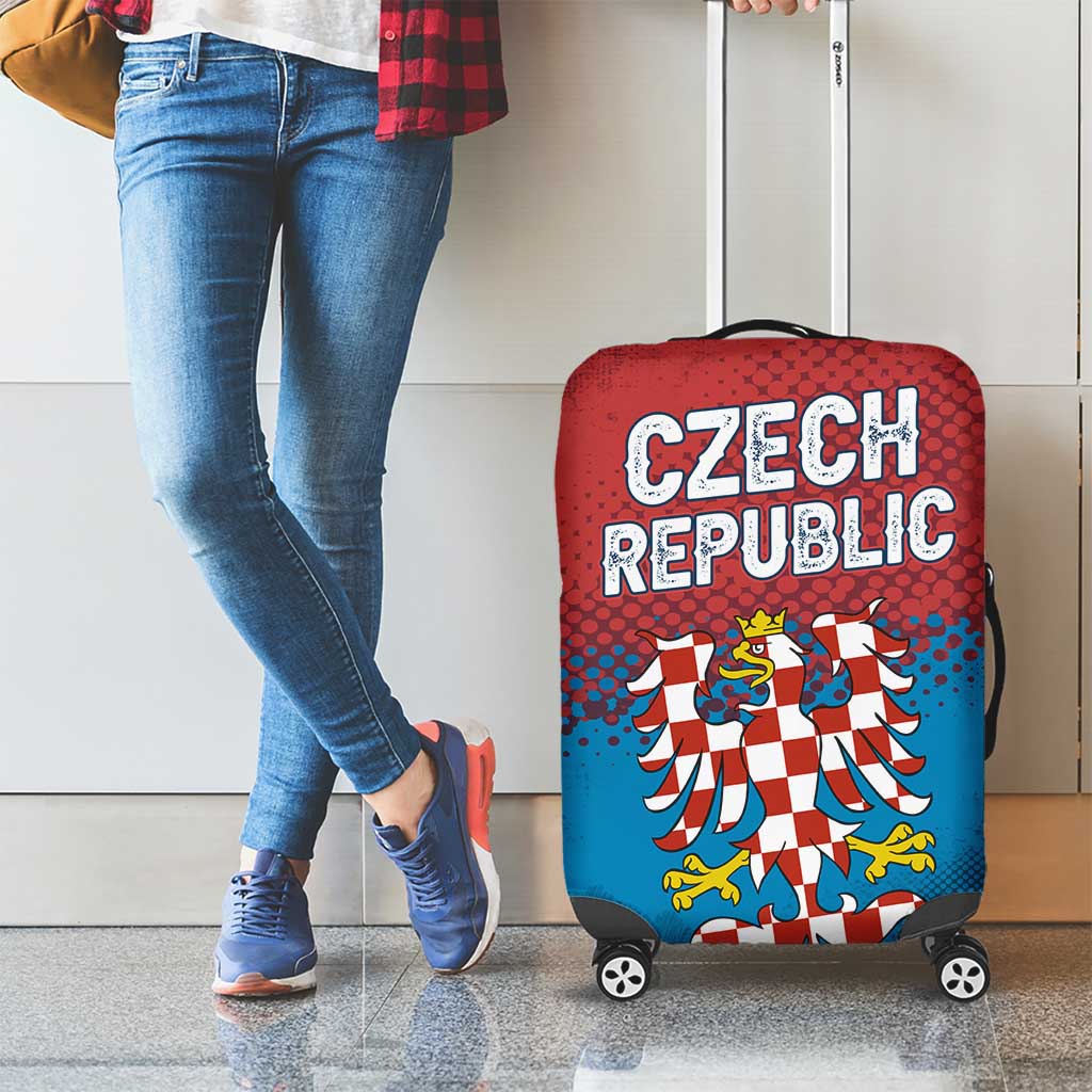 Czech Republic Luggage Cover with Blue Red Gradient Design and National Coat of Arms TS04