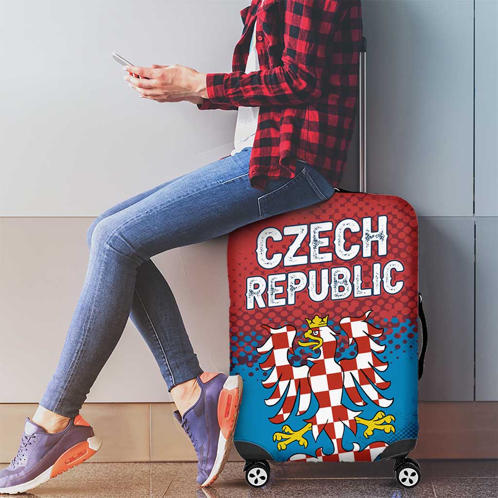 Czech Republic Luggage Cover with Blue Red Gradient Design and National Coat of Arms TS04