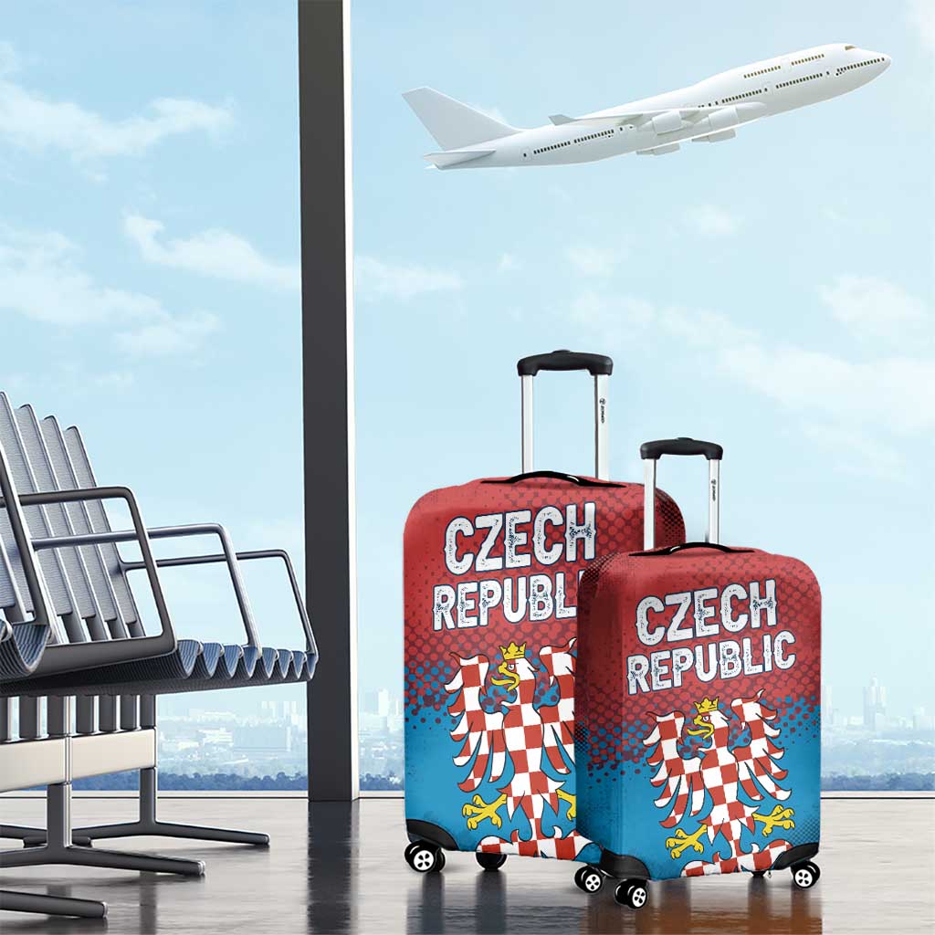 Czech Republic Luggage Cover with Blue Red Gradient Design and National Coat of Arms TS04
