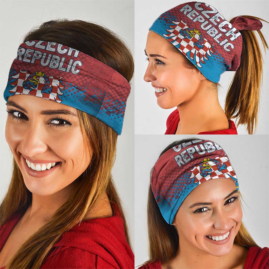 Czech Republic Neck Gaiter with Blue Red Gradient Design and National Coat of Arms TS04