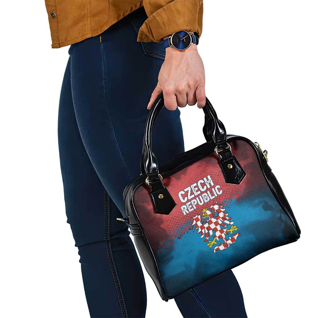 Czech Republic Shoulder Handbag with Blue Red Gradient Design and National Coat of Arms TS04