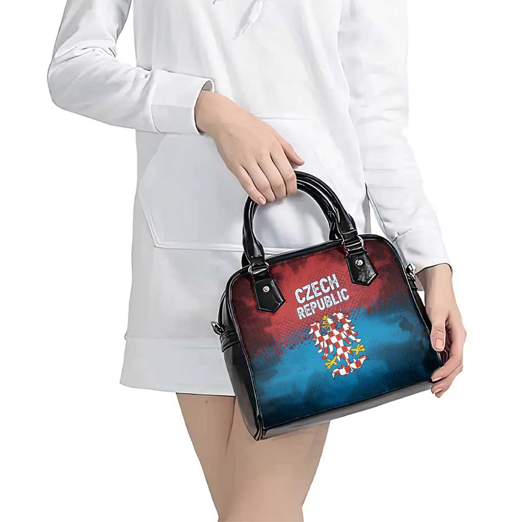 Czech Republic Shoulder Handbag with Blue Red Gradient Design and National Coat of Arms TS04