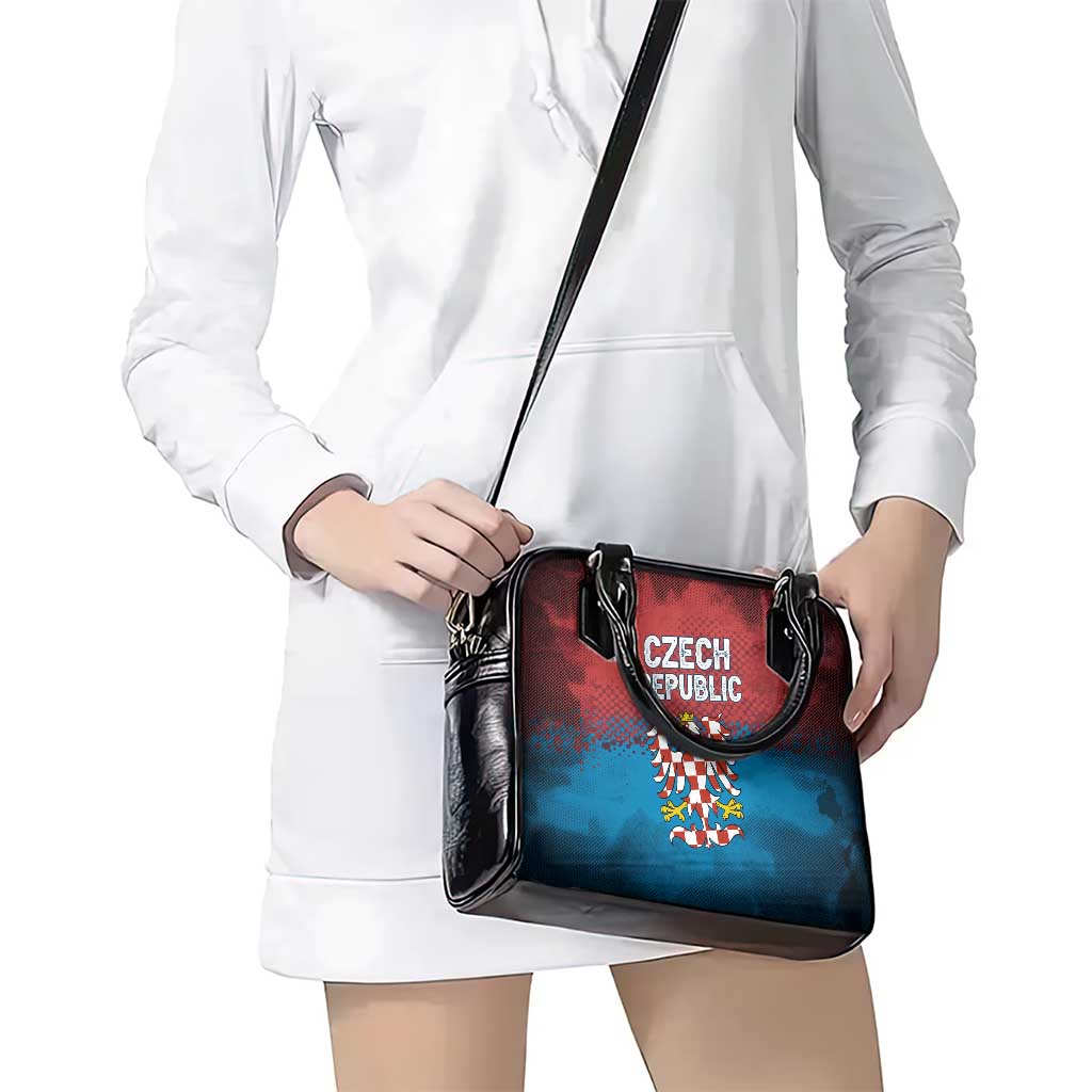 Czech Republic Shoulder Handbag with Blue Red Gradient Design and National Coat of Arms TS04