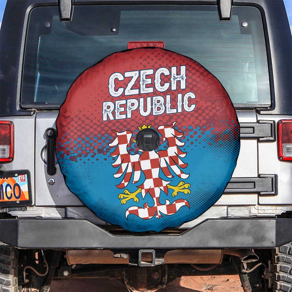 Czech Republic Spare Tire Cover with Blue Red Gradient Design and National Coat of Arms TS04