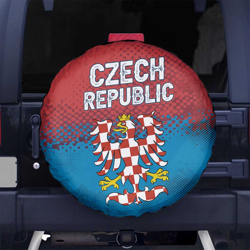 Czech Republic Spare Tire Cover with Blue Red Gradient Design and National Coat of Arms TS04