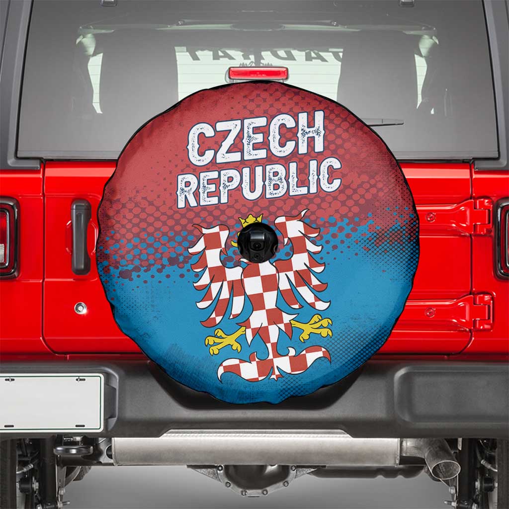Czech Republic Spare Tire Cover with Blue Red Gradient Design and National Coat of Arms TS04