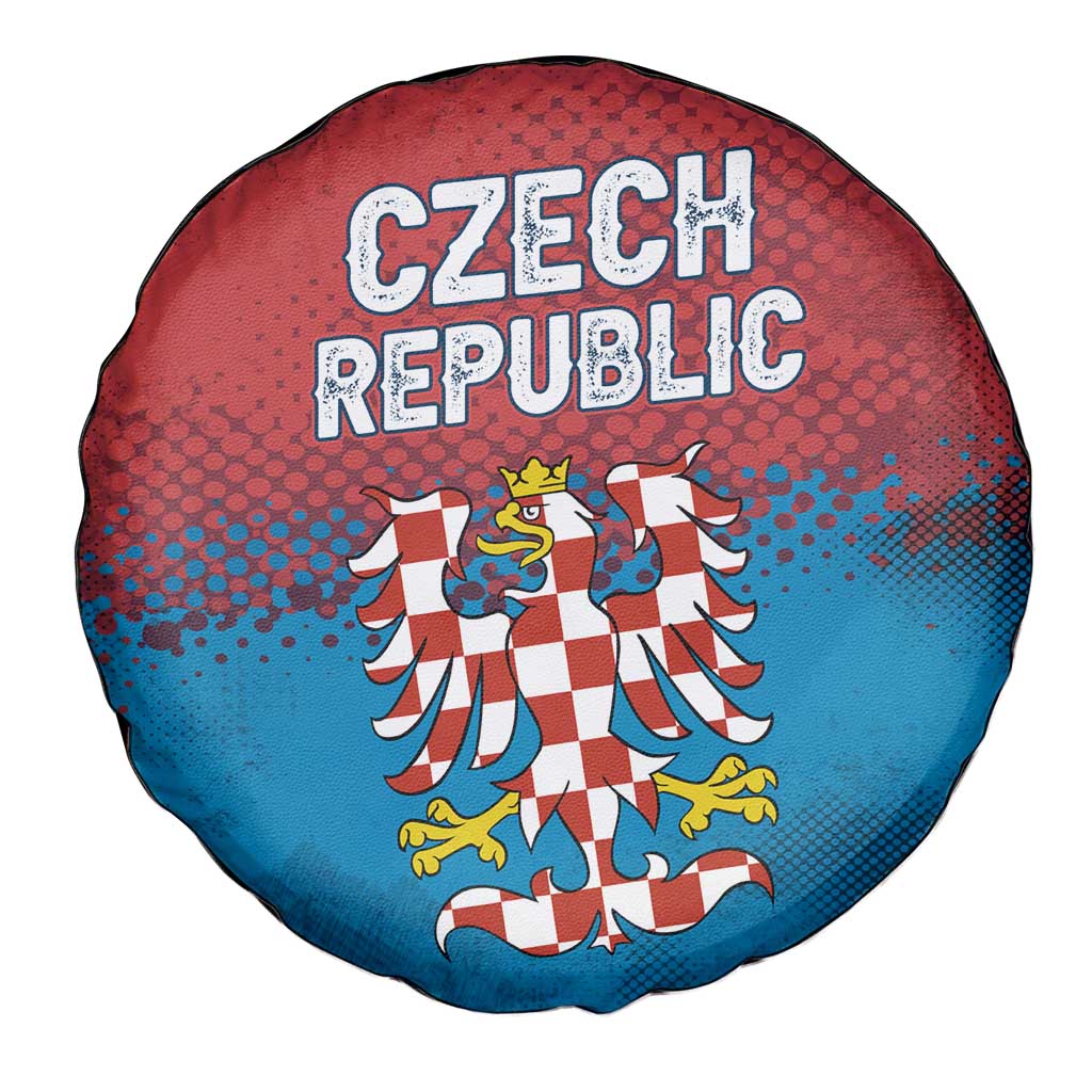 Czech Republic Spare Tire Cover with Blue Red Gradient Design and National Coat of Arms TS04