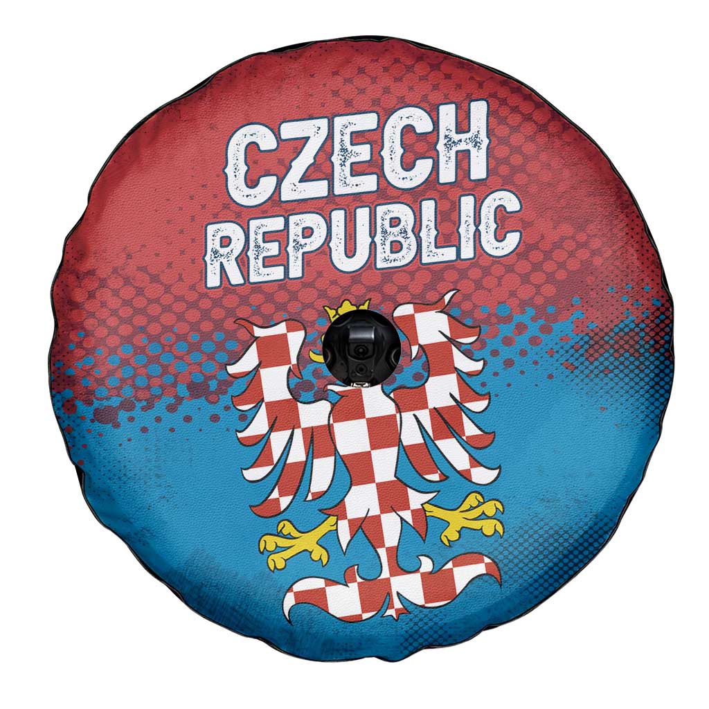 Czech Republic Spare Tire Cover with Blue Red Gradient Design and National Coat of Arms TS04