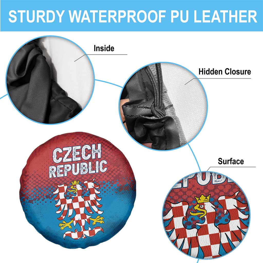 Czech Republic Spare Tire Cover with Blue Red Gradient Design and National Coat of Arms TS04