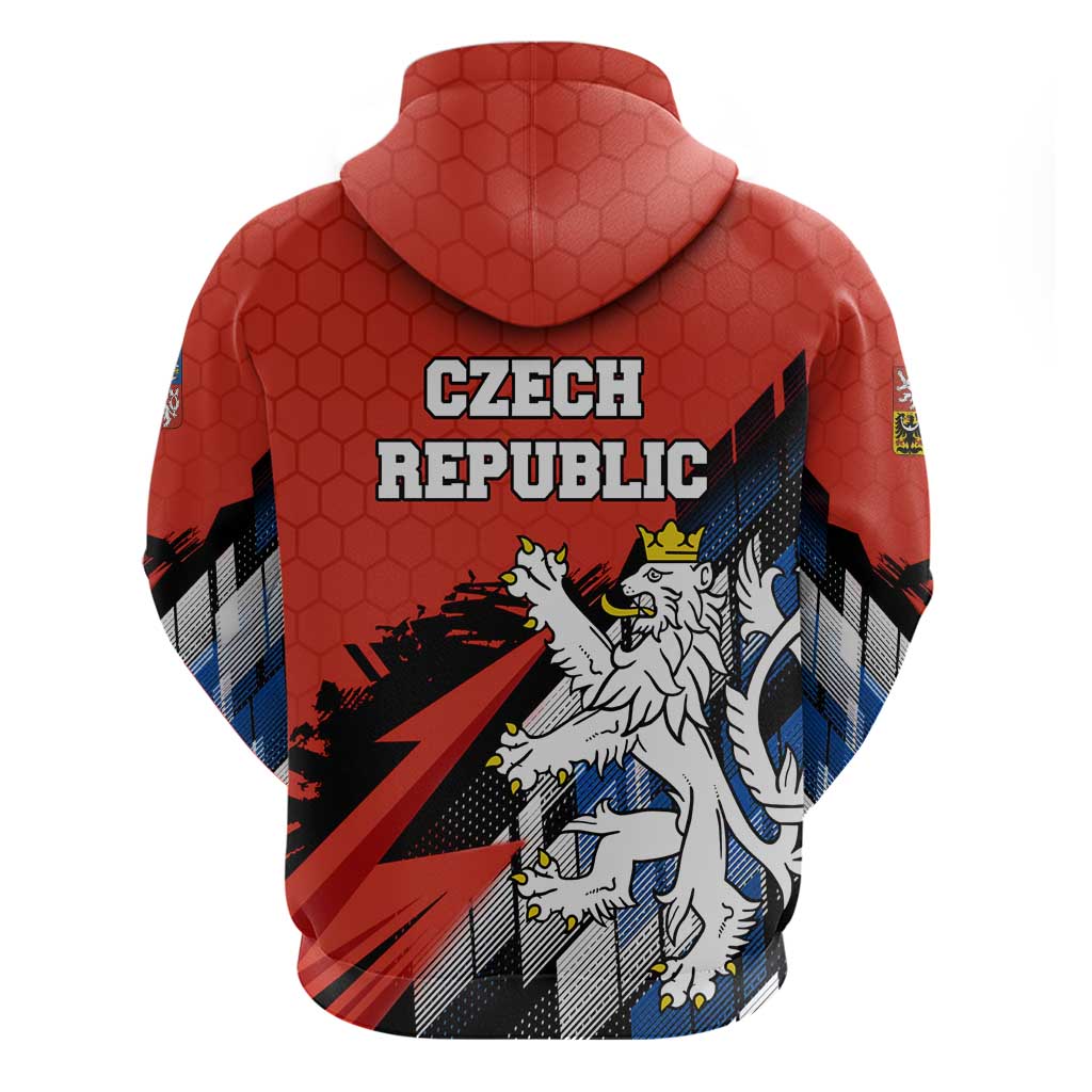 Czech Republic Hoodie with Red Black Blue Brushstroke Design and National Lion TS04