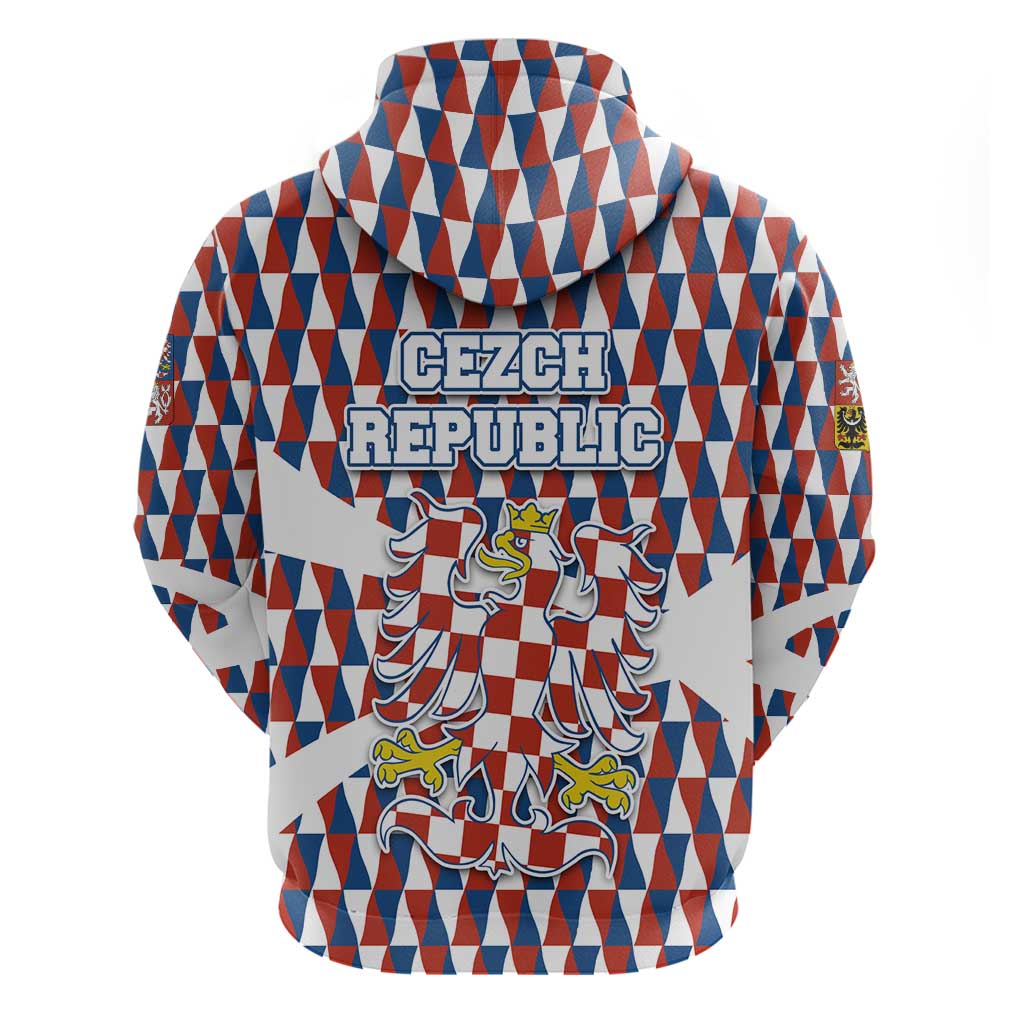 Czech Republic Hoodie with Red Blue Geometric Design and National Lion Shield TS04