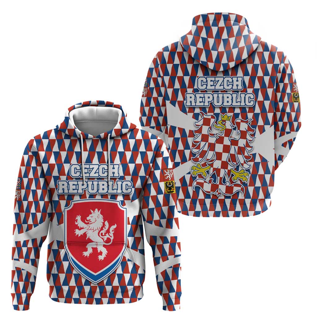 Czech Republic Hoodie with Red Blue Geometric Design and National Lion Shield TS04