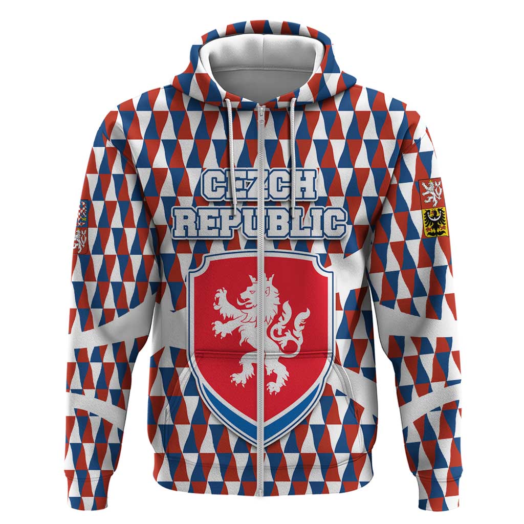Czech Republic Hoodie with Red Blue Geometric Design and National Lion Shield TS04