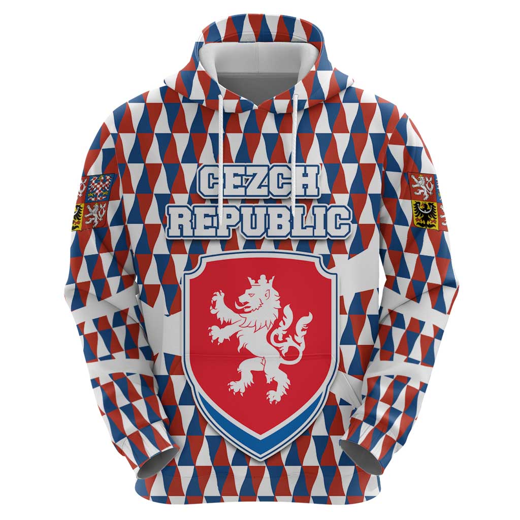 Czech Republic Hoodie with Red Blue Geometric Design and National Lion Shield TS04