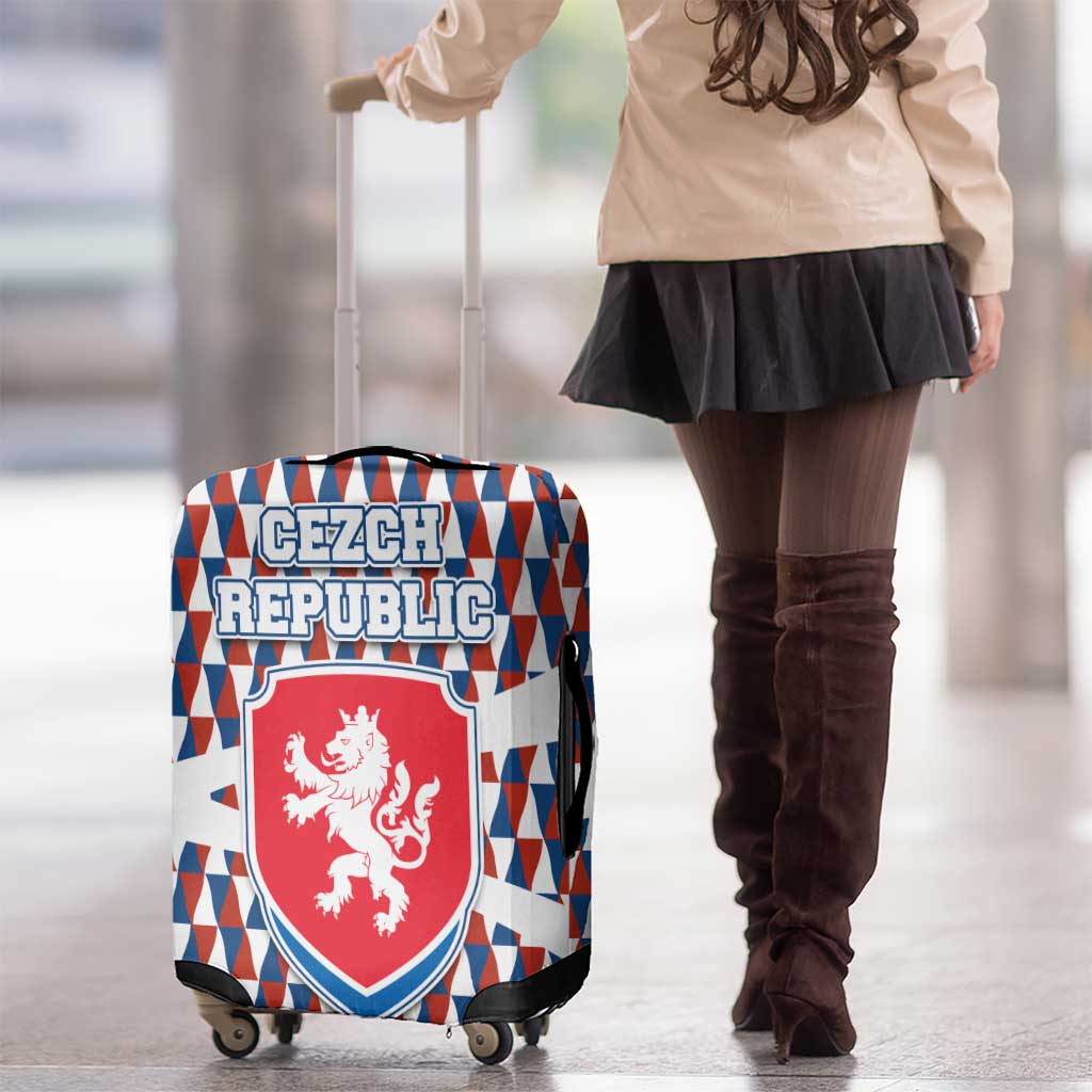 Czech Republic Luggage Cover with Red Blue Geometric Design and National Lion Shield TS04