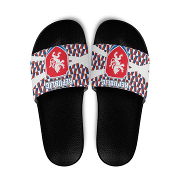 Czech Republic Slide Sandals with Red Blue Geometric Design and National Lion Shield TS04