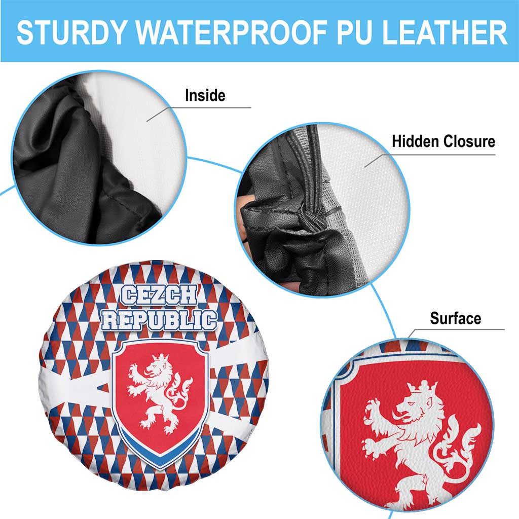 Czech Republic Spare Tire Cover with Red Blue Geometric Design and National Lion Shield TS04