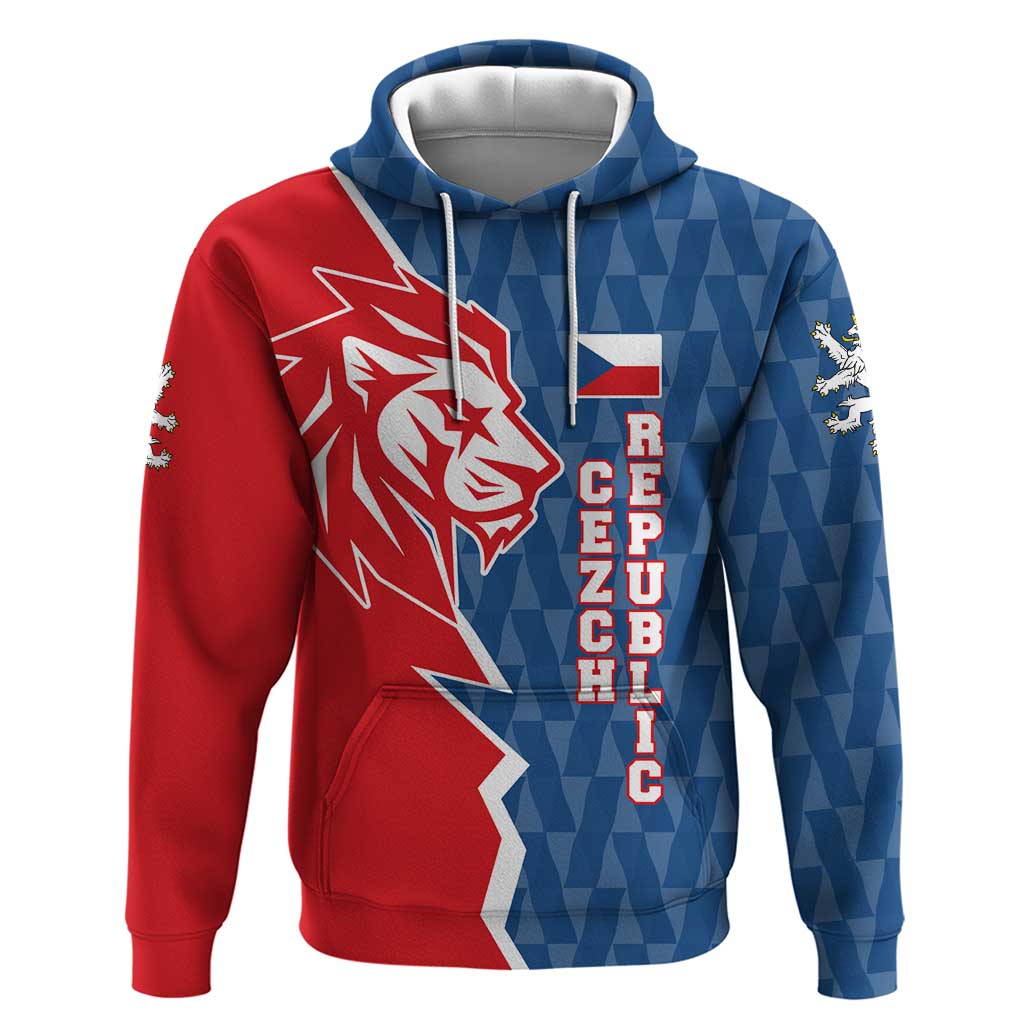 Czech Republic Hoodie with Red Blue Modern Lion Design and Geometric Flag TS04