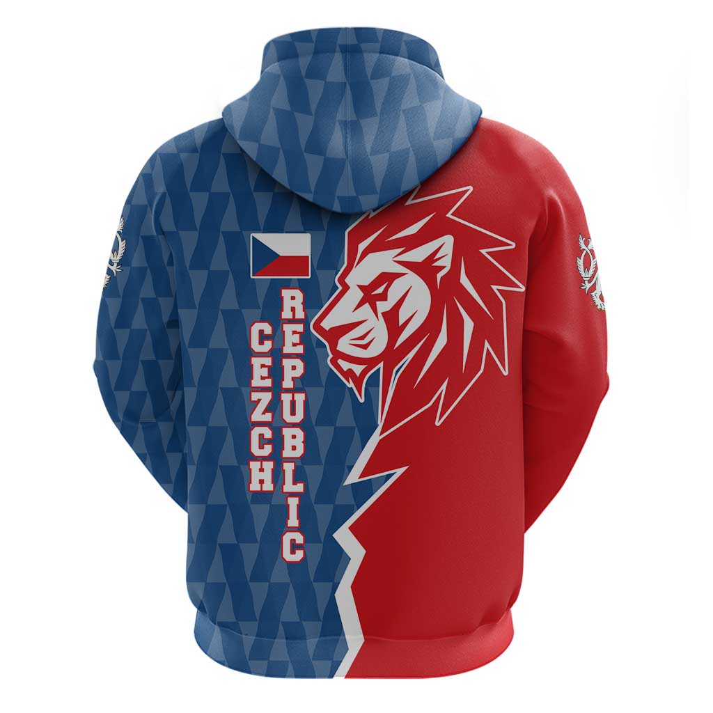Czech Republic Hoodie with Red Blue Modern Lion Design and Geometric Flag TS04