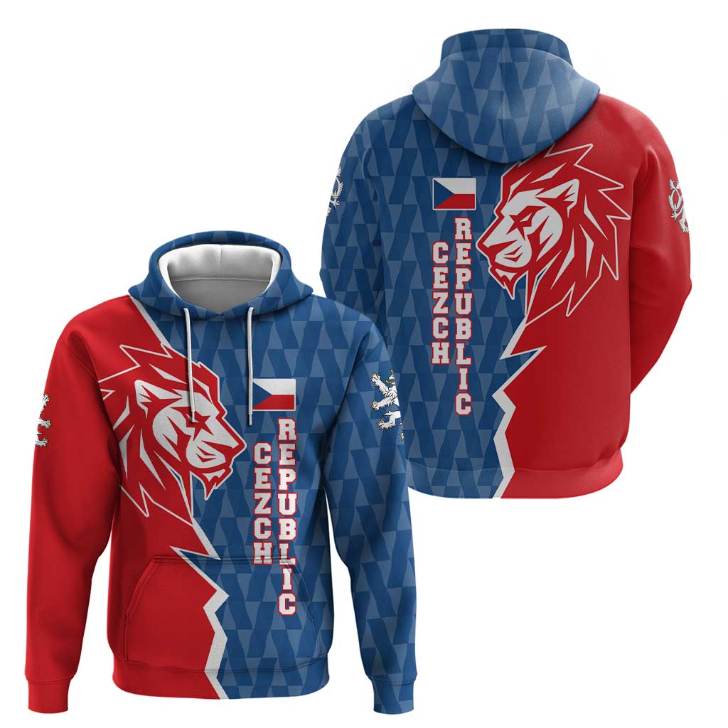 Czech Republic Hoodie with Red Blue Modern Lion Design and Geometric Flag TS04