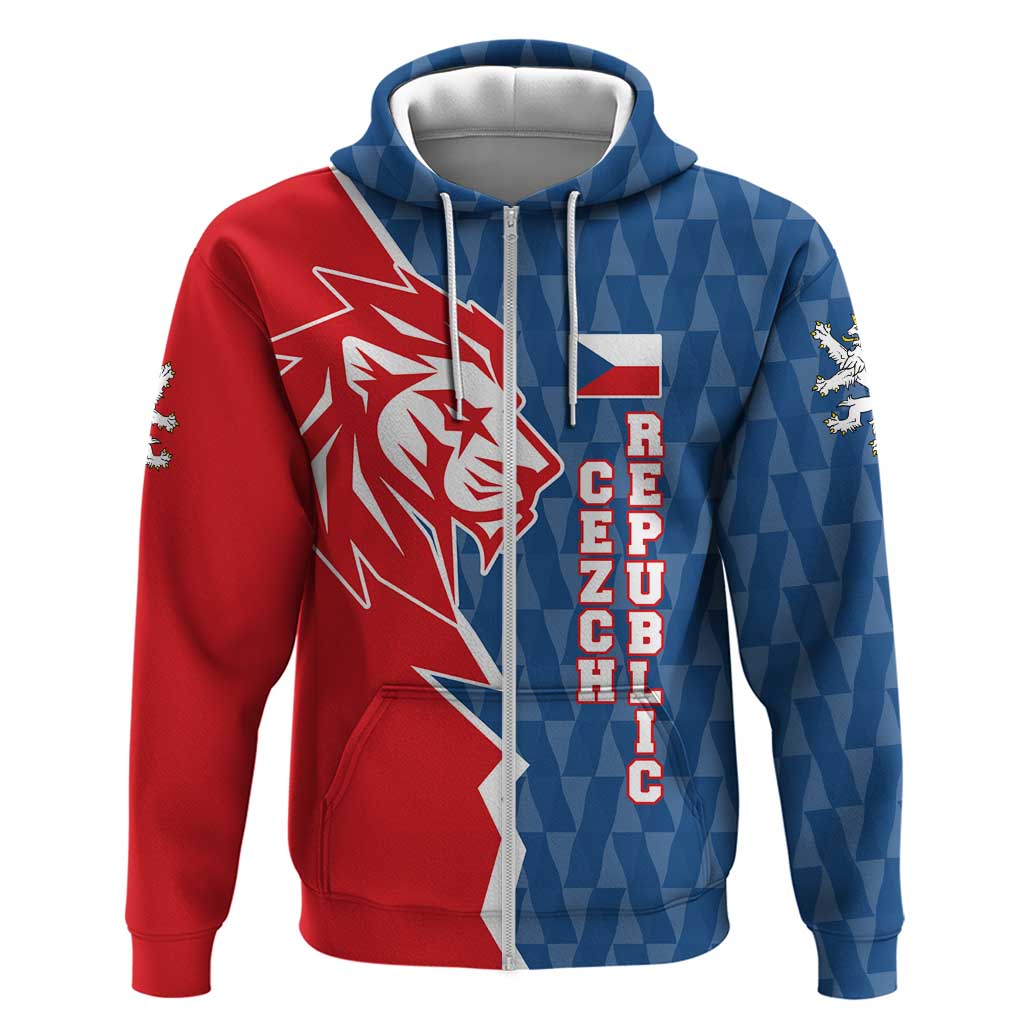 Czech Republic Hoodie with Red Blue Modern Lion Design and Geometric Flag TS04