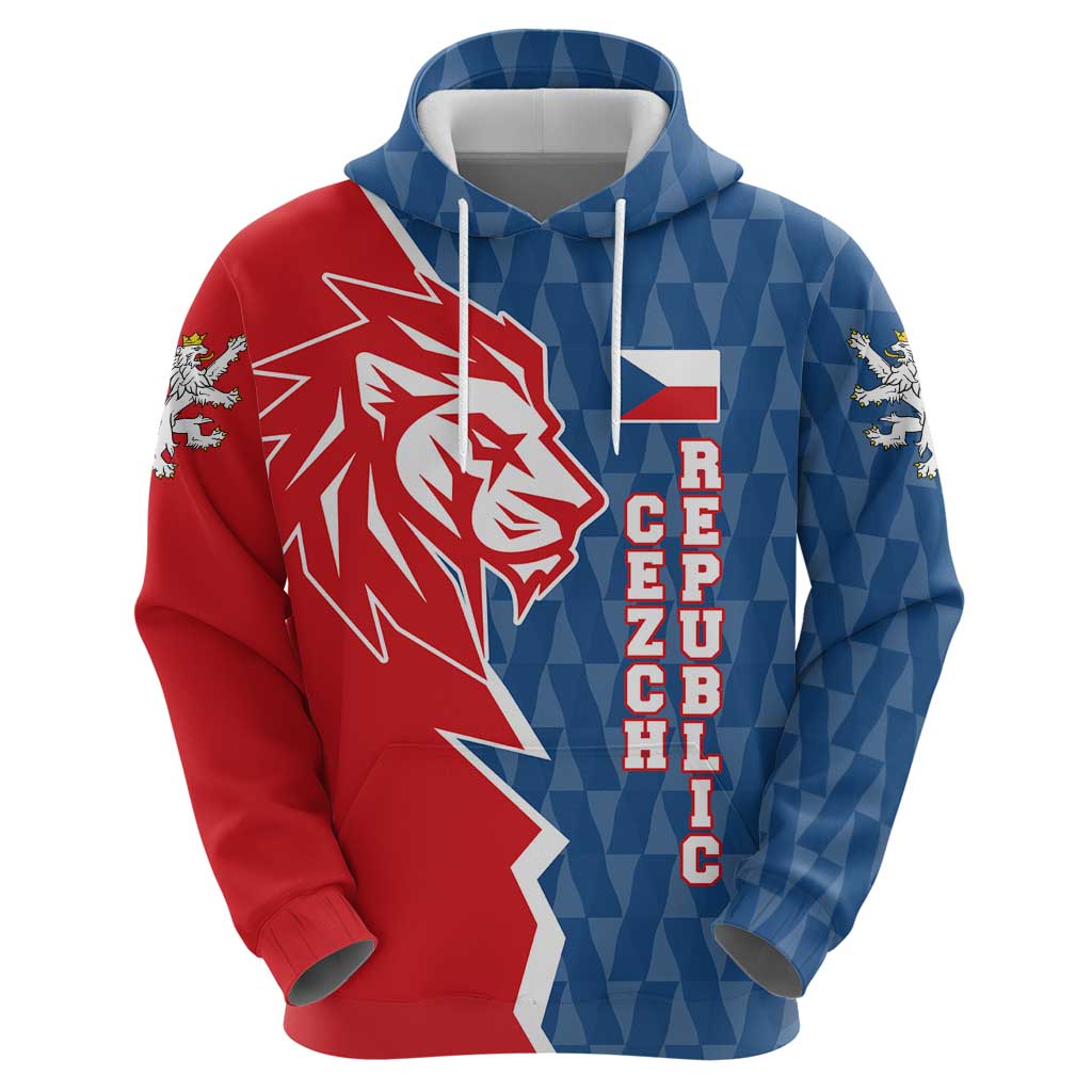 Czech Republic Hoodie with Red Blue Modern Lion Design and Geometric Flag TS04