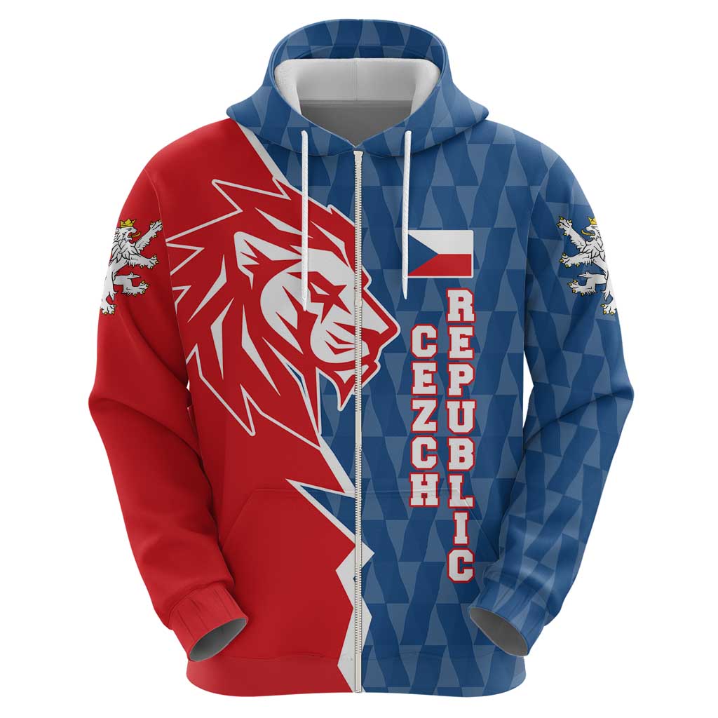 Czech Republic Hoodie with Red Blue Modern Lion Design and Geometric Flag TS04