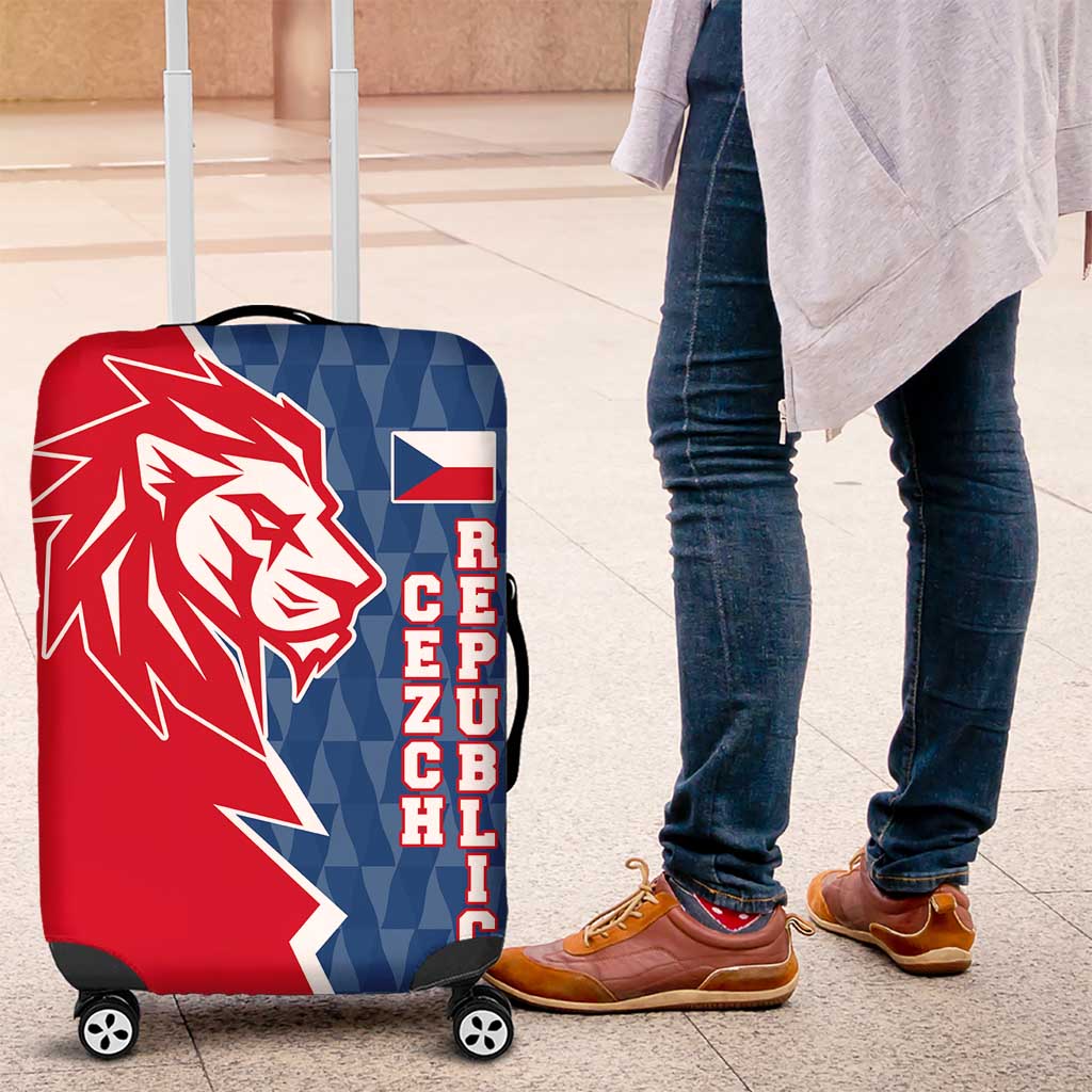 Czech Republic Luggage Cover with Red Blue Modern Lion Design and Geometric Flag TS04